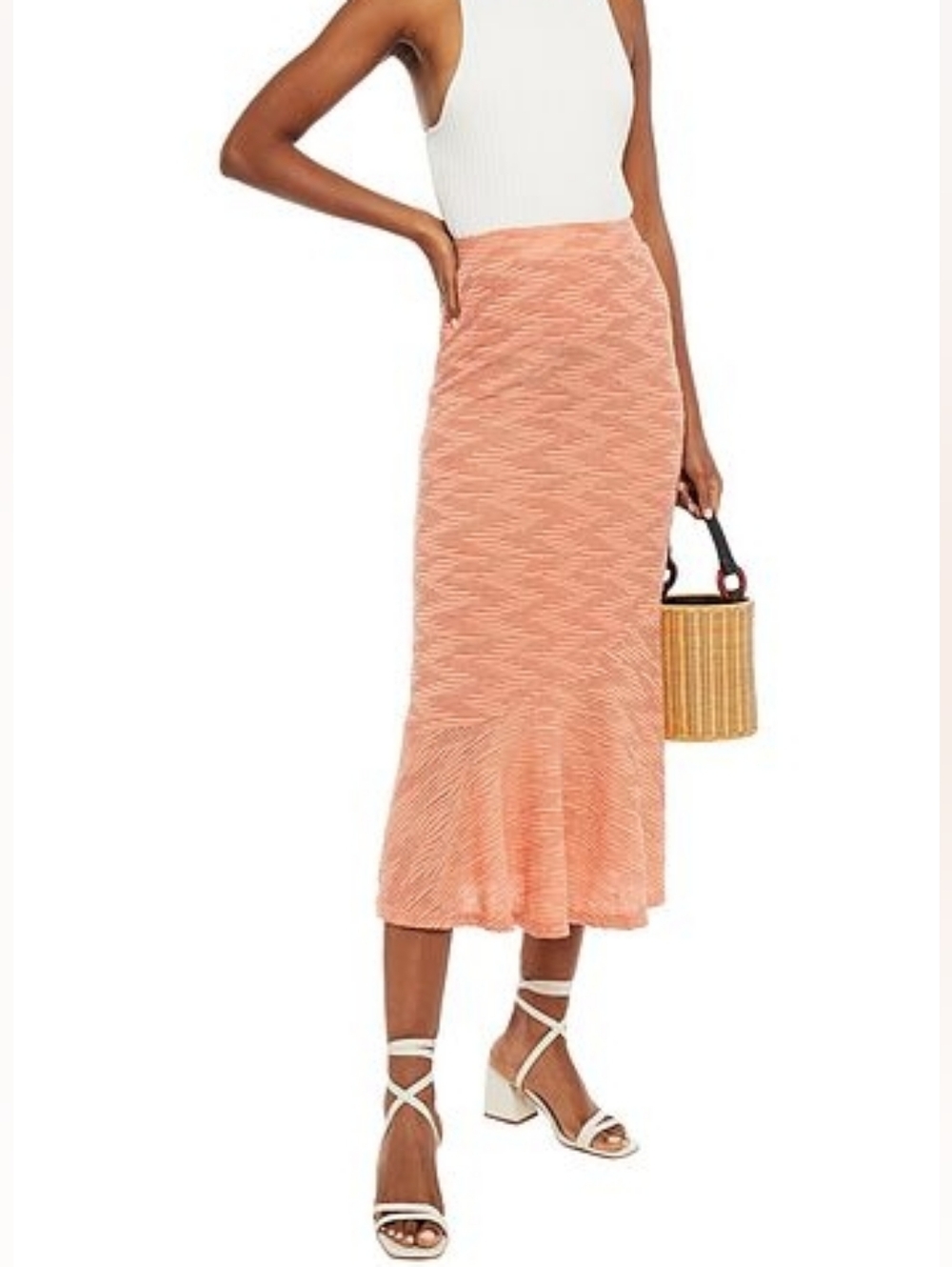 Walter Baker Joy Textured Midi Skirt Apricot Size Medium NWT